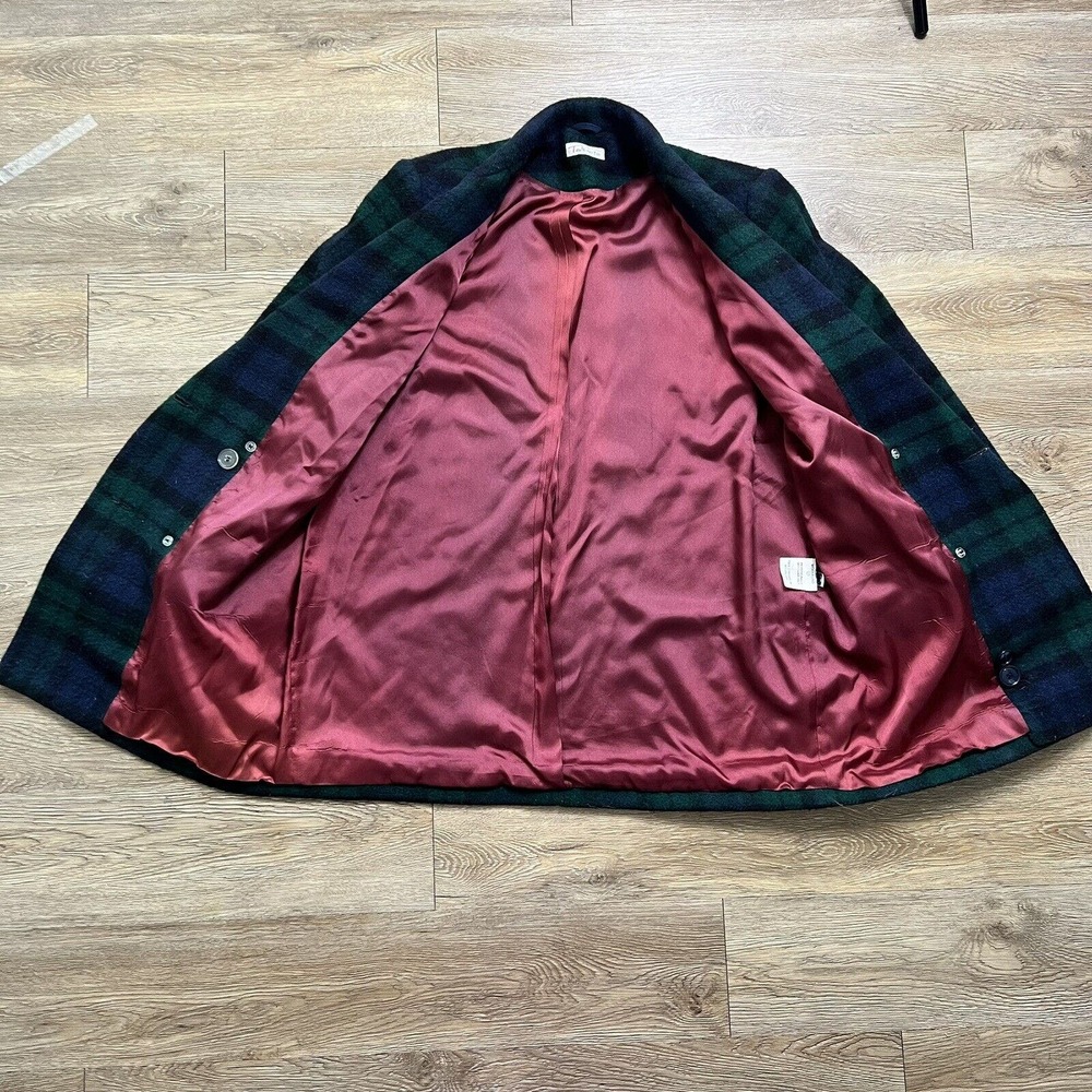 TALBOTS Wool Blend Blazer Women's 14 Plaid Double Breasted Pockets Lined Coat - Picture 7 of 9